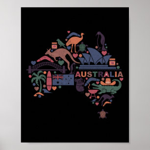 Poster Travel Australia Carte Sydney Australian Vacances