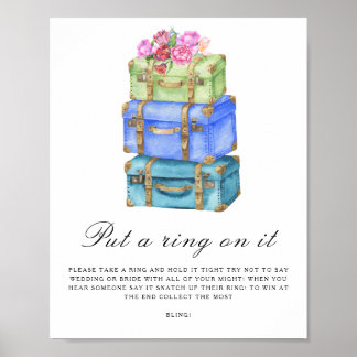 Poster Travel bags bridal shower - Put a ring on it game