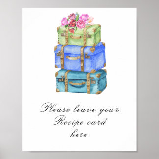 Poster Travel bags bridal shower Recipe card 