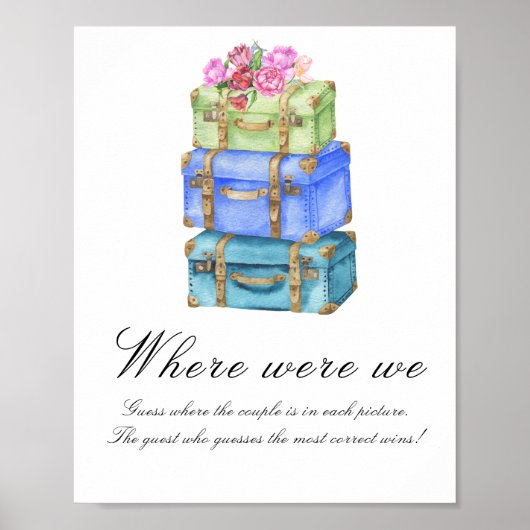 Poster Travel bags bridal shower Where were we (Devant)