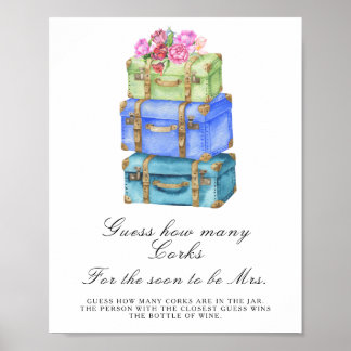 Poster Travel Bridal shower - Guess How Many Corks