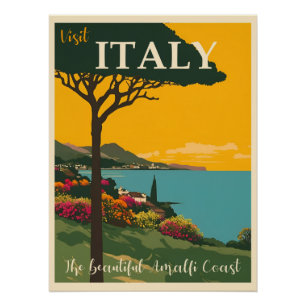 Poster Travel Italie, illustration artistique,
