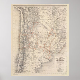 Poster Travel Map of Dr V Martin de Moussy