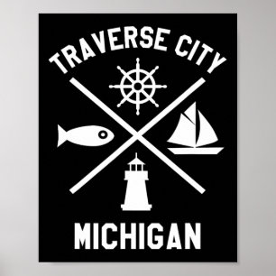 Poster Traverse City Nord du Michigan La voilière à voile