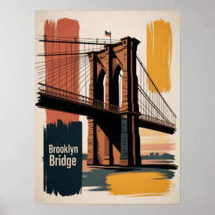 Poster Traversée du pont de Brooklyn au coucher du soleil