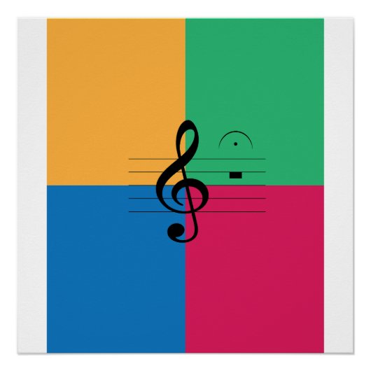 Poster Treble clef, fermata, music, jazz (Devant)