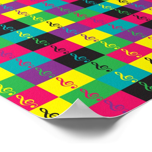 Poster Treble Clef Musique colorée (Coin)