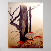 Poster Tree and Mushrooms Print (Devant)