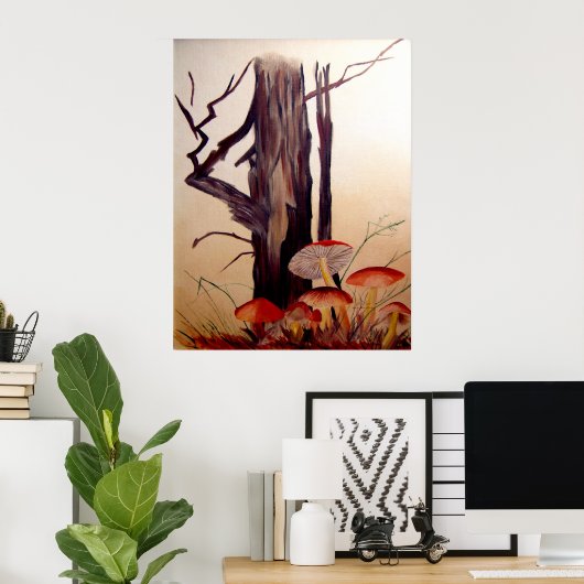 Poster Tree and Mushrooms Print (Bureau à domicile)