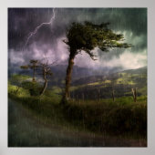 Poster Tree Blowing in the Wind During a Thunder Storm (Devant)