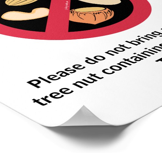 Poster Tree Nut Free Classe Allergy Customisée École (Coin)