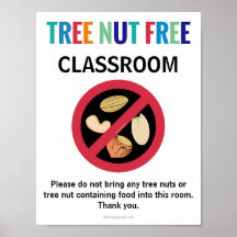 Tree Nut Free Classe Allergy Customisée École