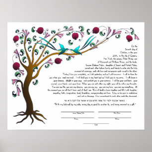 Poster Tree of Life ketubah with a Hebrew quote