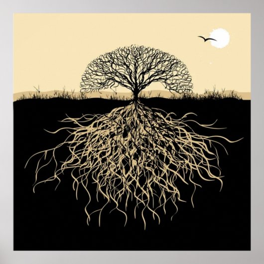 Poster Tree of Life Roots Spiritual Nature Minimalist (Devant)