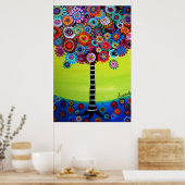 POSTER TREE OF LIFE  WHIMSICAL TREE PAINTING (Cuisine)