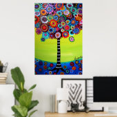 POSTER TREE OF LIFE  WHIMSICAL TREE PAINTING (Bureau à domicile)