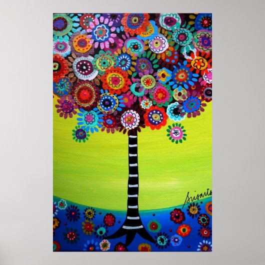 POSTER TREE OF LIFE  WHIMSICAL TREE PAINTING (Devant)