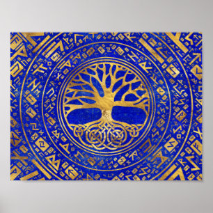 Poster Tree of life -Yggdrasil - Lapis Lazuli