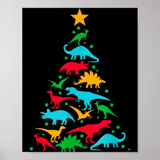 Poster Tree Rex Dinosaur Dino Tree Christmas Tree Funny  (Devant)