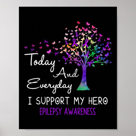 Poster Tree Ribbon I Support My Hero Epilepsie Awareness (Devant)