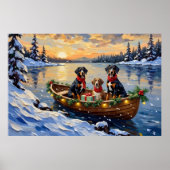 Poster Treeing Walker Coonhound Christmas Boat Holiday (Devant)