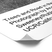 Poster Trees and Road, février 1966, Ansel Adams (Coin)