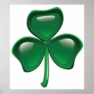 Poster Trèfle à trois feuilles Shamrock vert