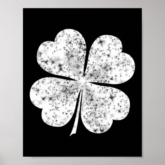 Poster Trèfle blanc drôle à 4 feuilles Saint-Patrick (Devant)