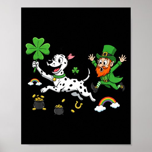 Poster Trèfle dalmatien drôle jour de la Saint-Patrick fe (Devant)
