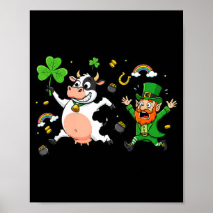 Poster Trèfle de vache drôle jour de la saint patrick fem