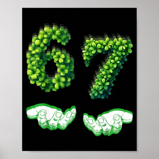 Poster Trèfle vert drôle numéro 67 chanceux St Pat (Devant)