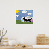 Poster Treibball - Cartoon Happy Dog and Balls v4 (Cuisine)