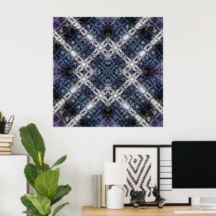 Poster Treillis géométrique bleu et blanc lumineux