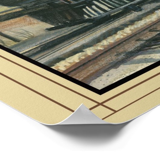 Poster trein met grens (Hoek)