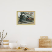 Poster trein met grens (Keuken)