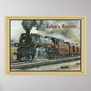 Poster trein met grens