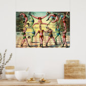Poster Treize hommes faisant des acrobaties (Cuisine)