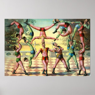 Poster Treize hommes faisant des acrobaties