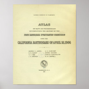 Poster Tremblement de terre de la Californie d'atlas de