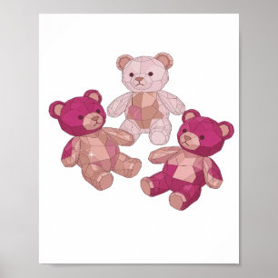 Poster Trendy Argent TROIS OURS EN PELUCHE Design de slog