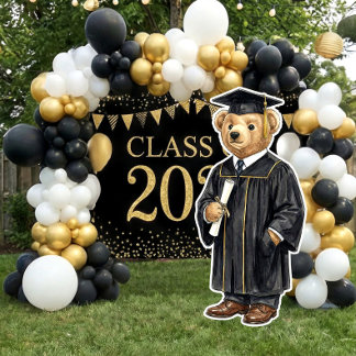 Poster Trendy Bear Printable Graduation Party Decor