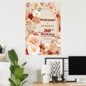 Poster Trendy cuivre hydrangea blush 30 anniversaire Bien (Bureau à domicile)