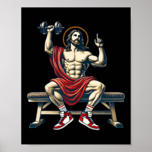 Poster Trendy Lord Jesus Bodybuilding Workout Jesus Lifti