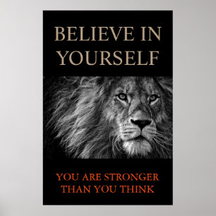 Poster Trendy Motivational Lion Believe in Yourself
