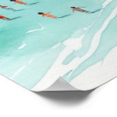 Poster Trendy Summer Watercolor Ocean Beach Wave   (Coin)