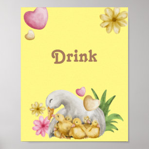 Poster Trendy Yellow Duck Baby shower neutre genre