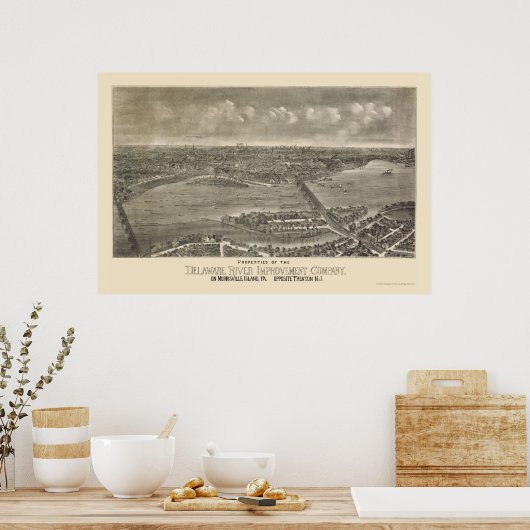 Poster Trenton, NJ Panoramic Map - 1900 (Cuisine)