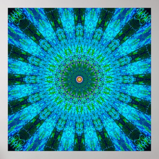 Poster Très détaillé Vert et bleu Mandala (Devant)