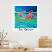 Poster Tres Flamingos (Keuken)