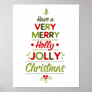 Poster Très joyeux typographie d'arbre de Noël holly joll